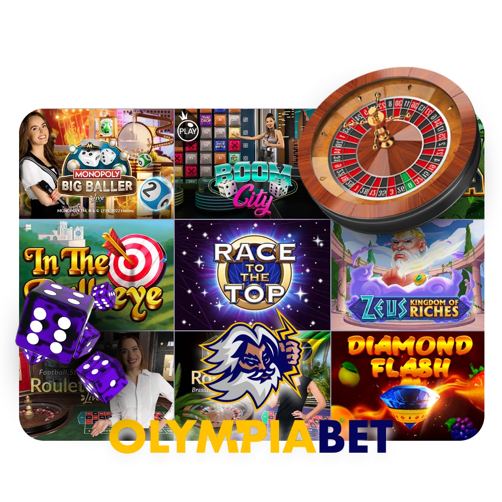 Play popular casino games in the Olympiabet online casino.