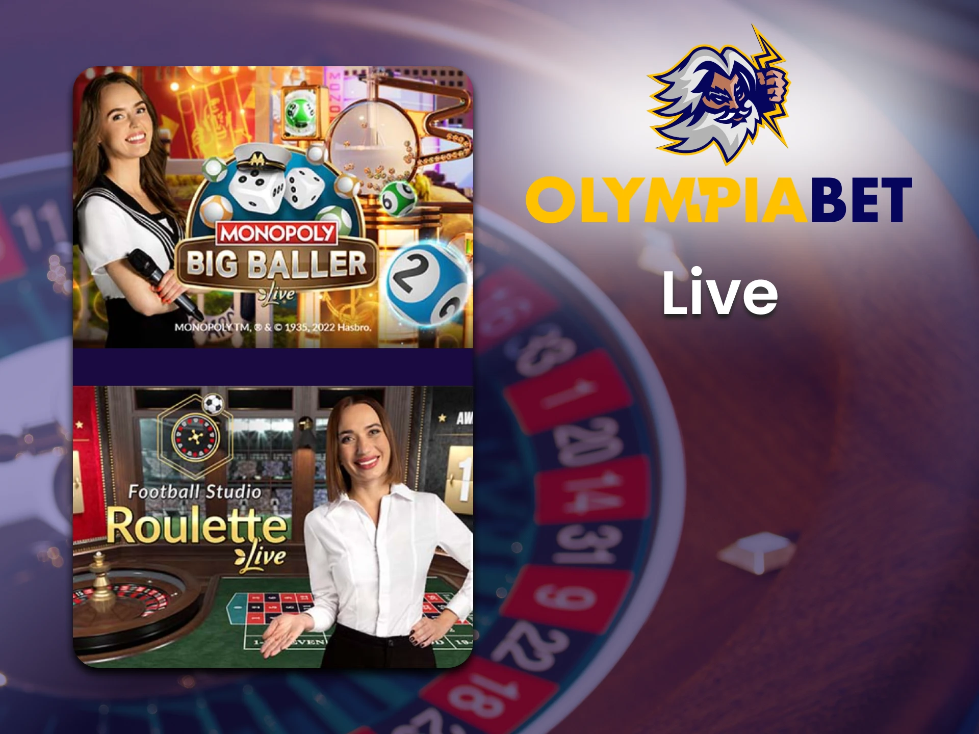 Play Live games in the casino section of Olimpiabet.