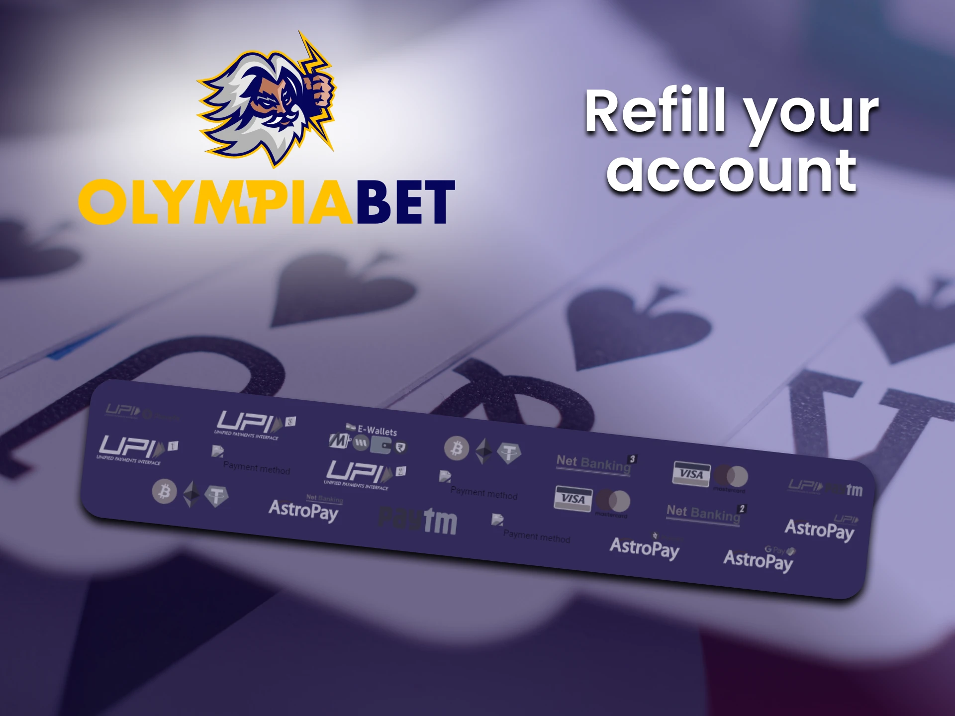 Fund your account for casino games at Olimpiabet.