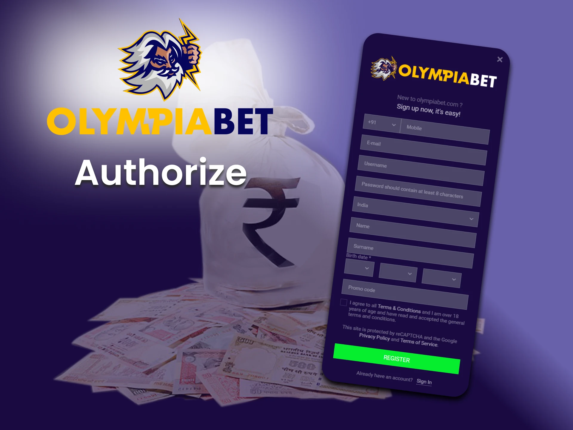 Go through the registration process on Olimpiabet.