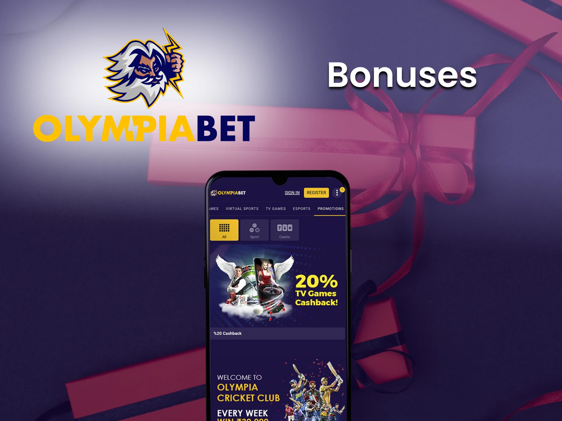 Get a lot of bonuses from Olimpiabet.