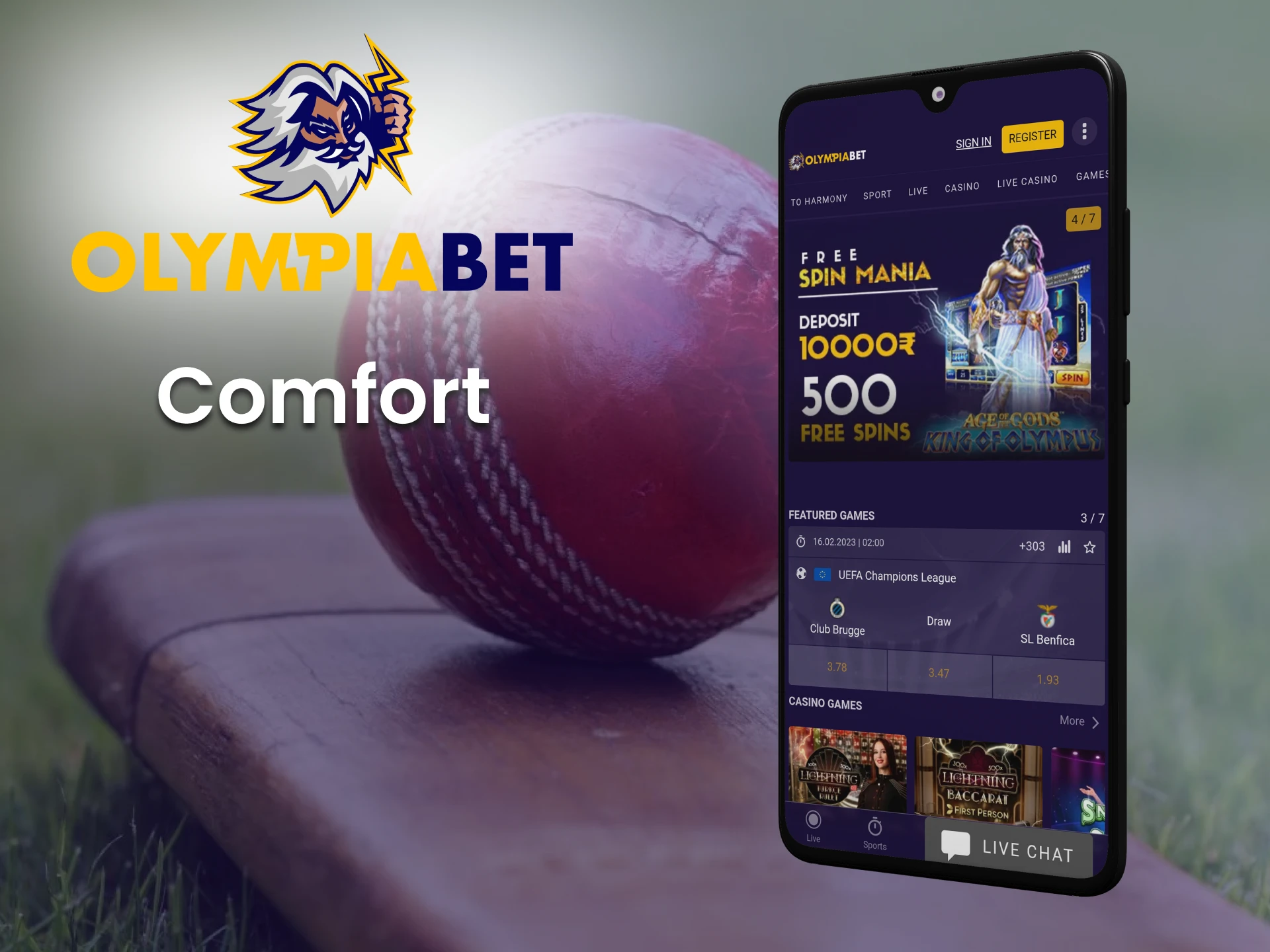 The Olimpiabet app is very convenient for betting and casino games.