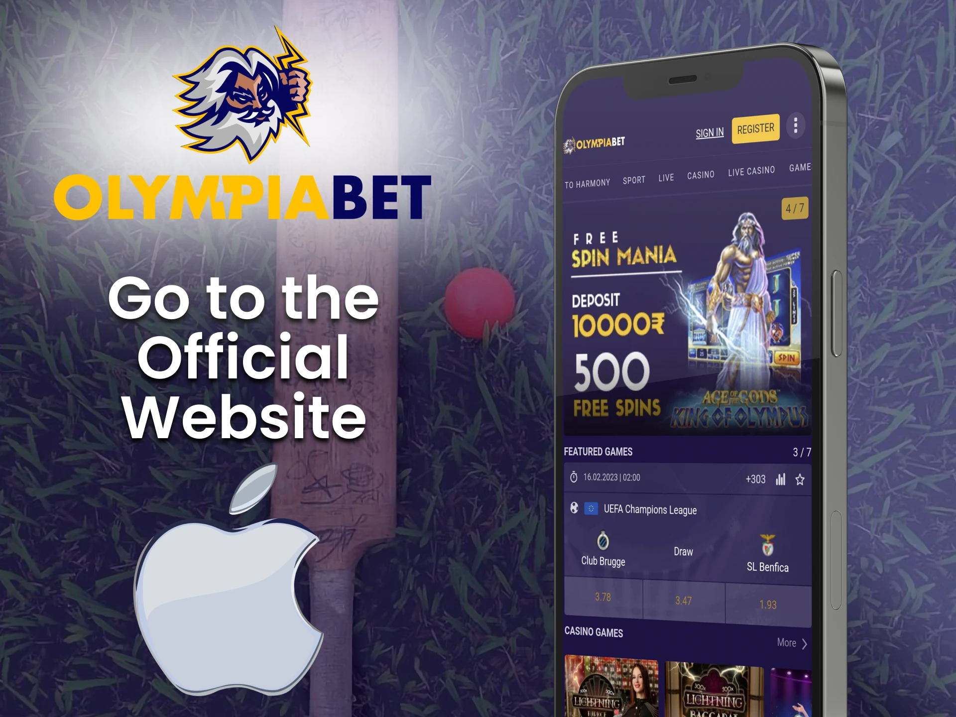 Visit Olimpiabet website through your ios device.