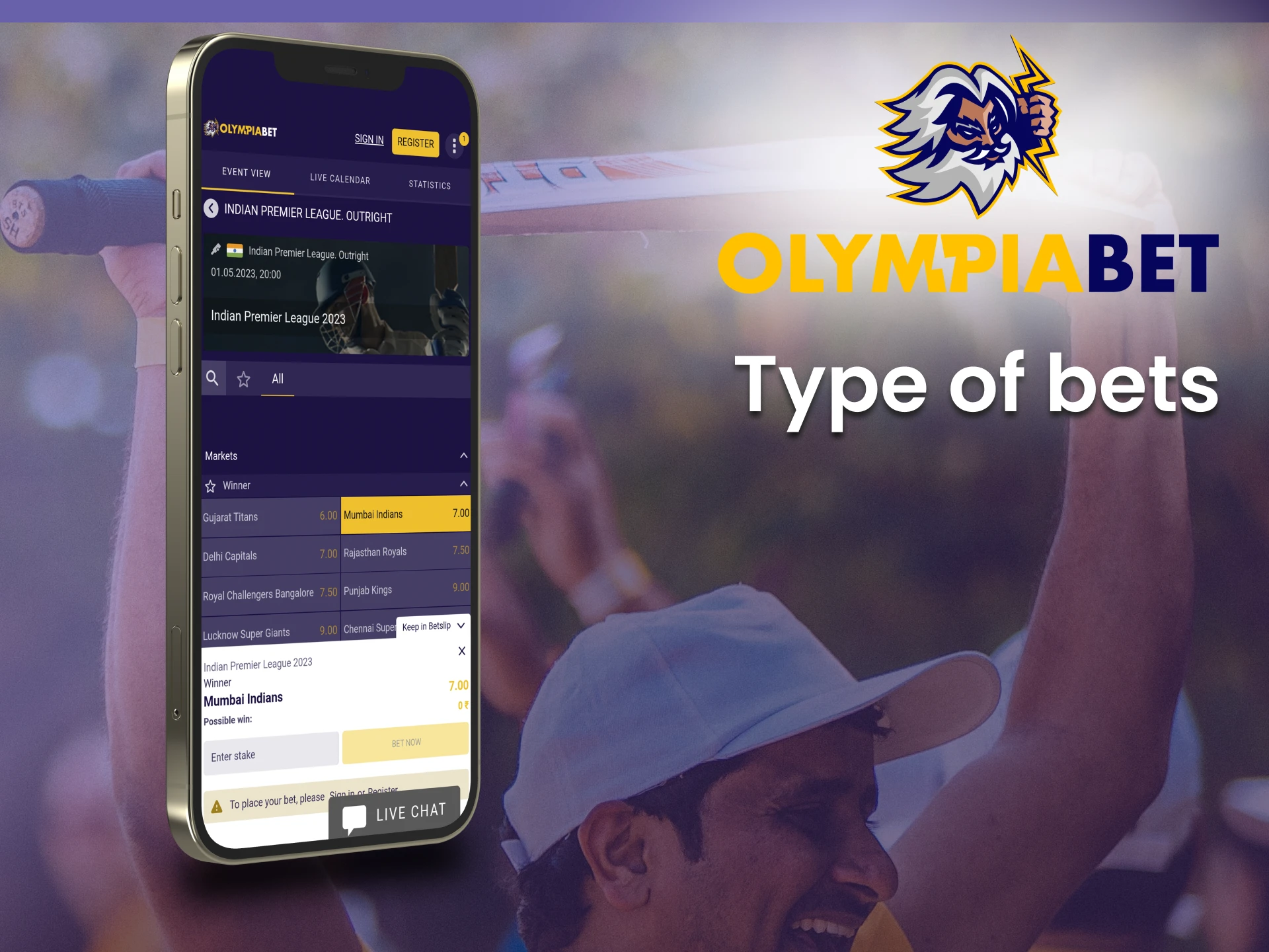 At Olimpiabet you can place bets however you like.