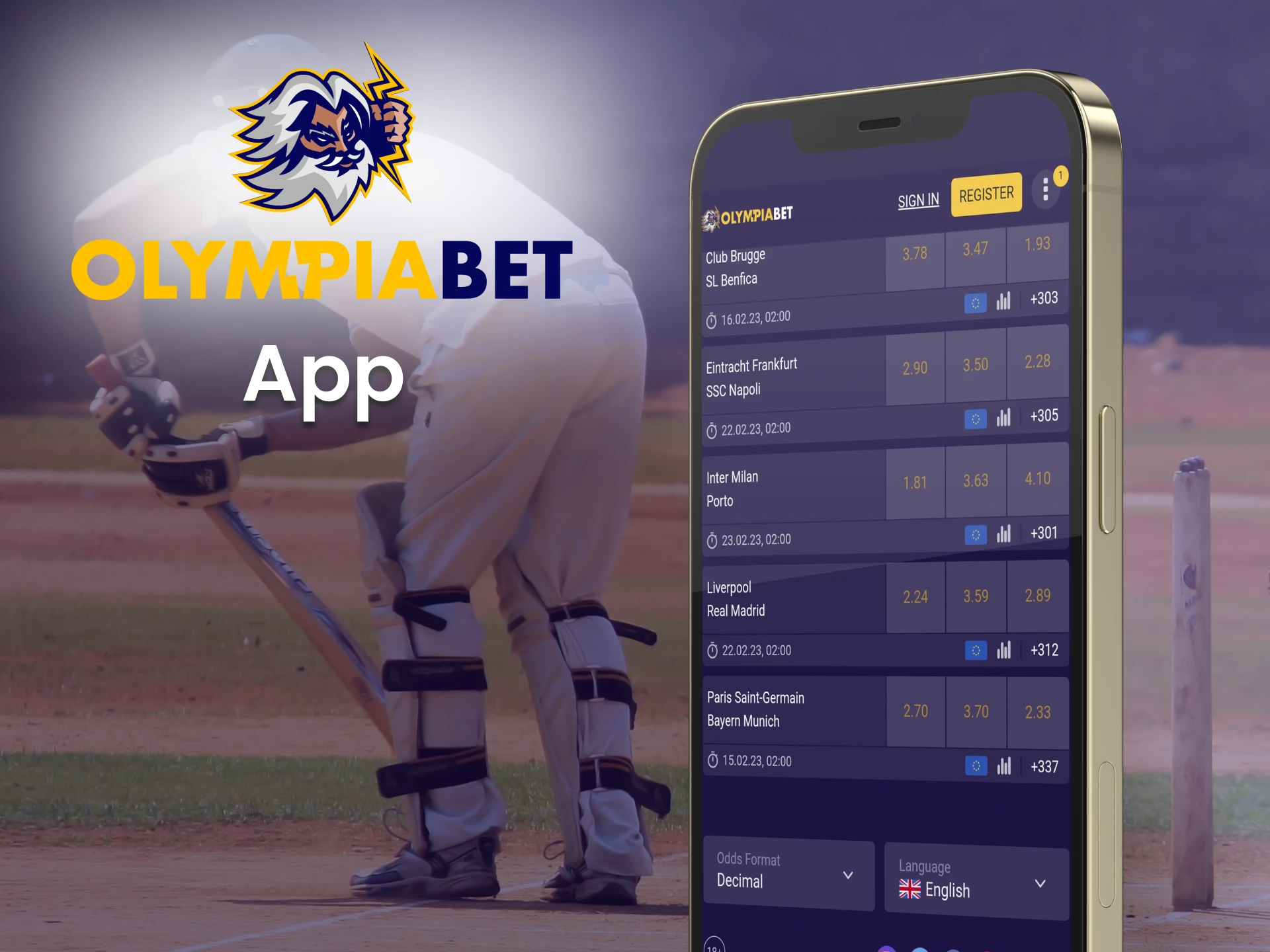 Download the Olimpiabet app to your phone.