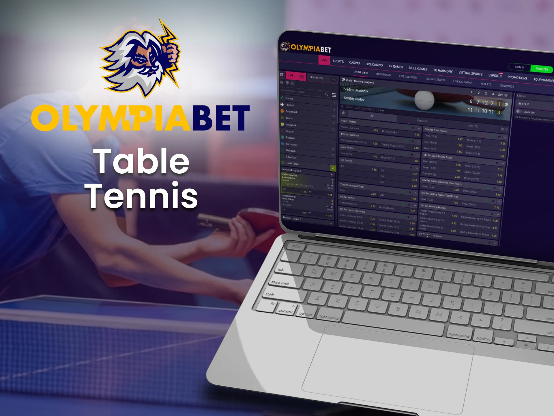 Bet on table tennis with Olimpiabet.