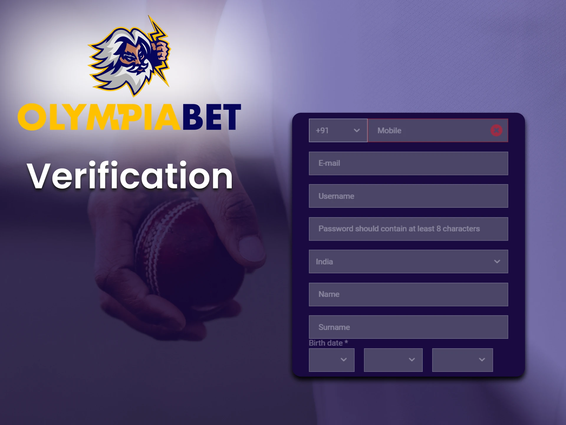 Fill in the required data for betting and playing at Olimpiabet.