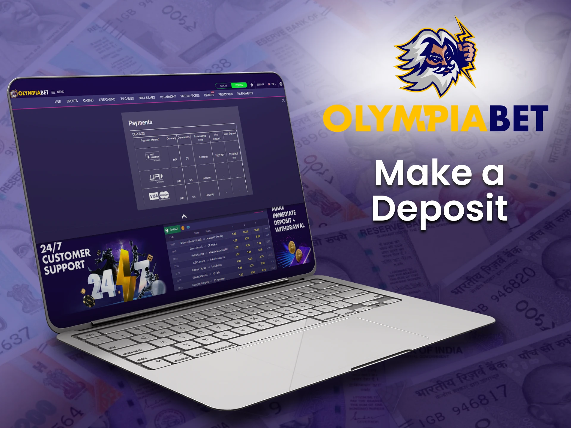 Fund your first deposit at Olimpiabet.