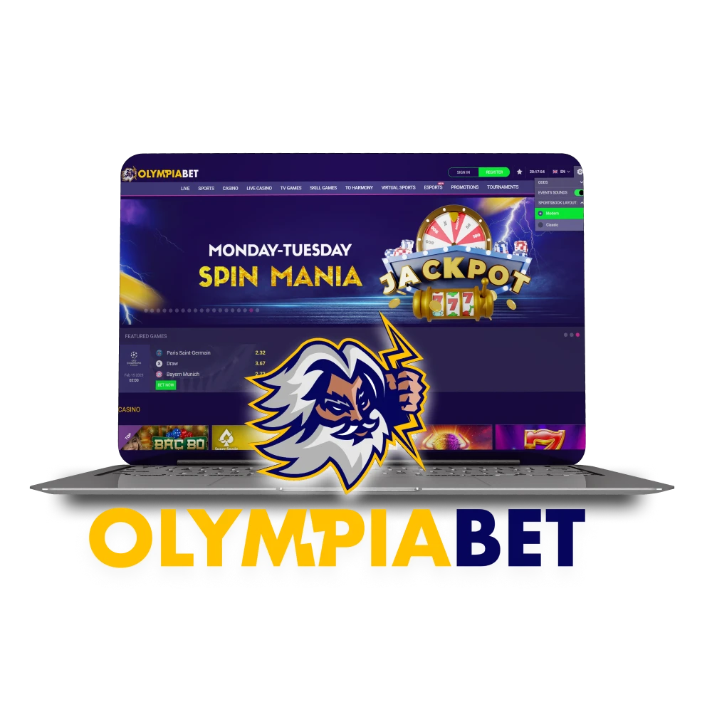 Place bets and play at the casino on the official website of Olimpiabet.